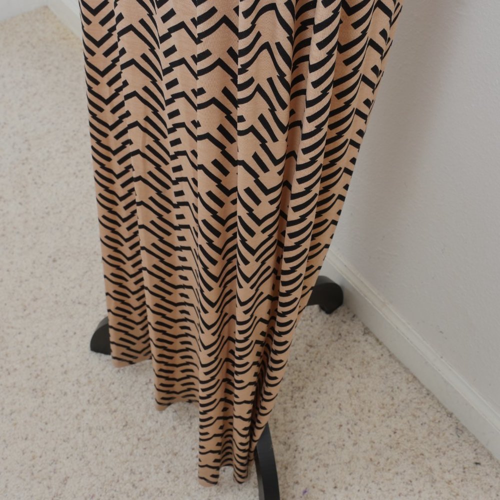 Three Pink Hearts Tan Black Tribal Boho Print Sleeveless Size Small Maxi Dress - Picture 6 of 11